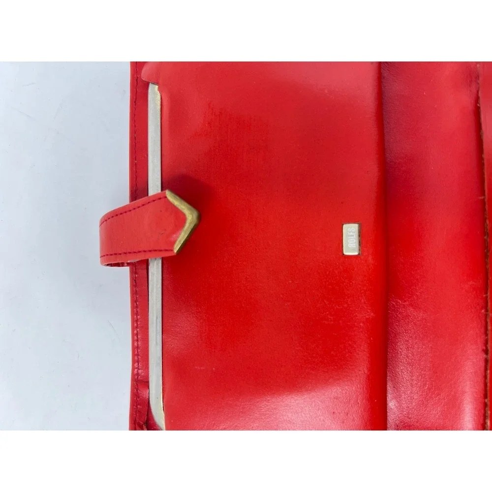 Vintage Rolfs Red Leather Wallet Coin Purse With Kiss Lock